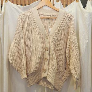 Babaa Cream Chunky Knit Button-Front Cardigan